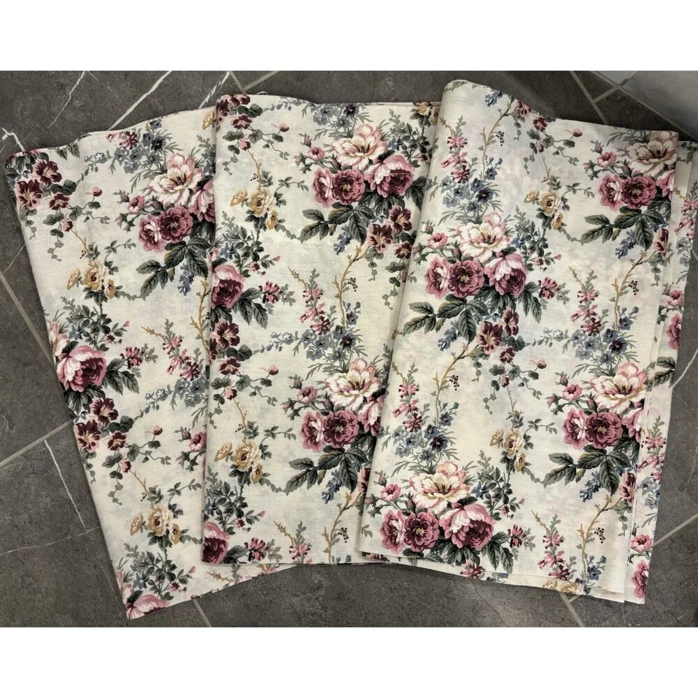 VTG Elizabeth Grey JC Penney 3 Floral Window Valances Cottage Core Cabbage Roses